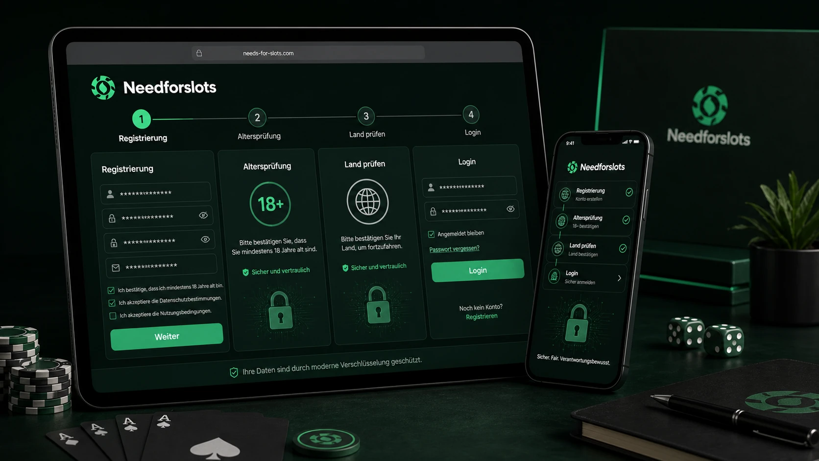 Mobile Login, Registrierung und Konto